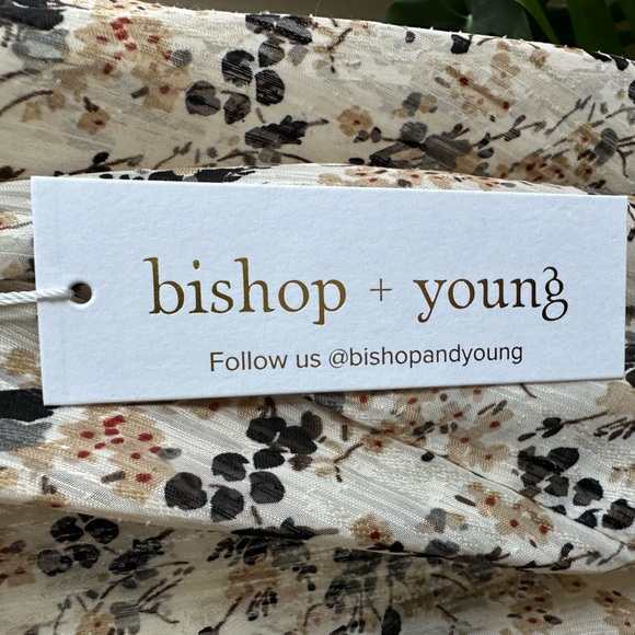 Bishop + Young Large NWT Sydney Long Sleeve V-Neck Lined Blouse Sheer Sleeves - Picture 8 of 9